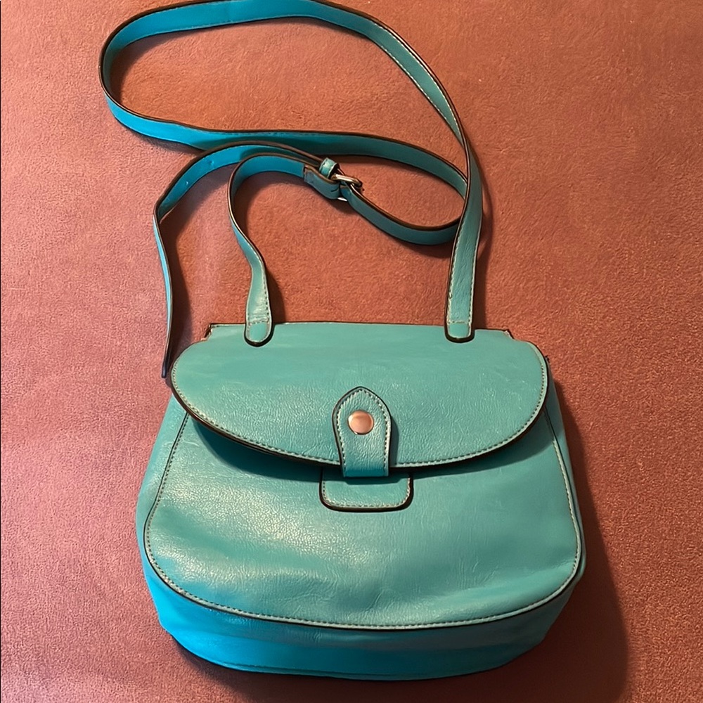 Denver Hayes Teal Blue Crossbody Bag with Adjustable Strap
